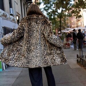Zara faux fur animal print coat XS New